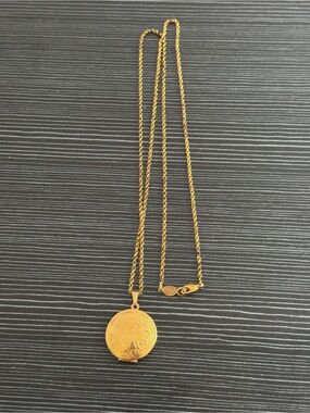 Napier Gold-Tone Engraved Round Locket Necklace 16 inches Locket